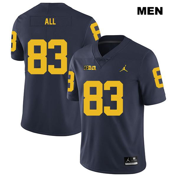 Men's NCAA Michigan Wolverines Erick All #83 Navy Jordan Brand Authentic Stitched Legend Football College Jersey OL25B22OK
